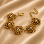 Gold Chainmail & Abstract Square Stud Mix Metal Combo Set - violinas
