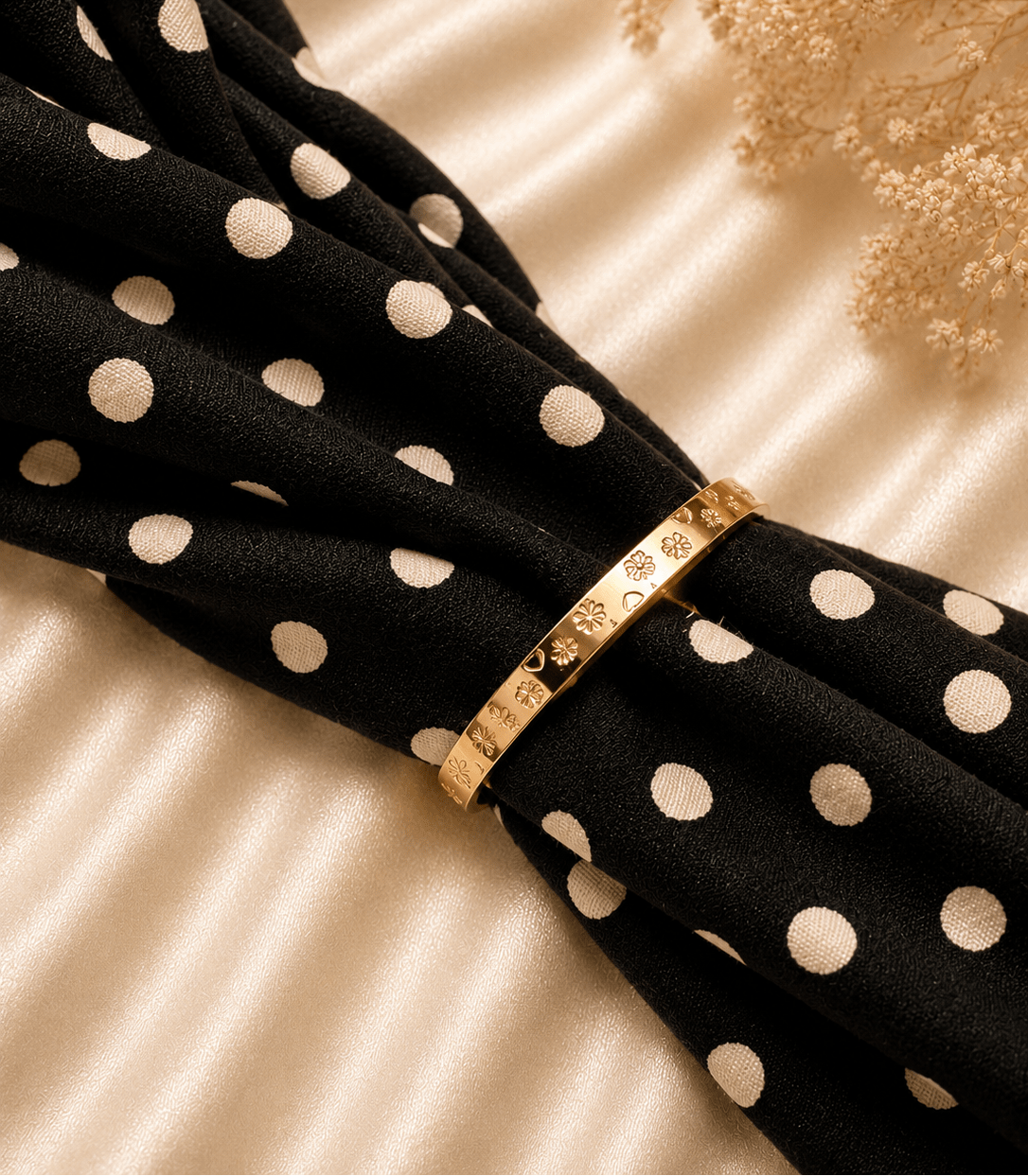 Gold Engraved Slim Bangle Bracelet - violinas