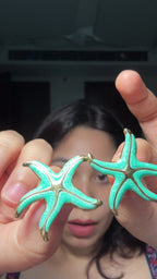 Turquoise Starfish Enamel Stud Earrings