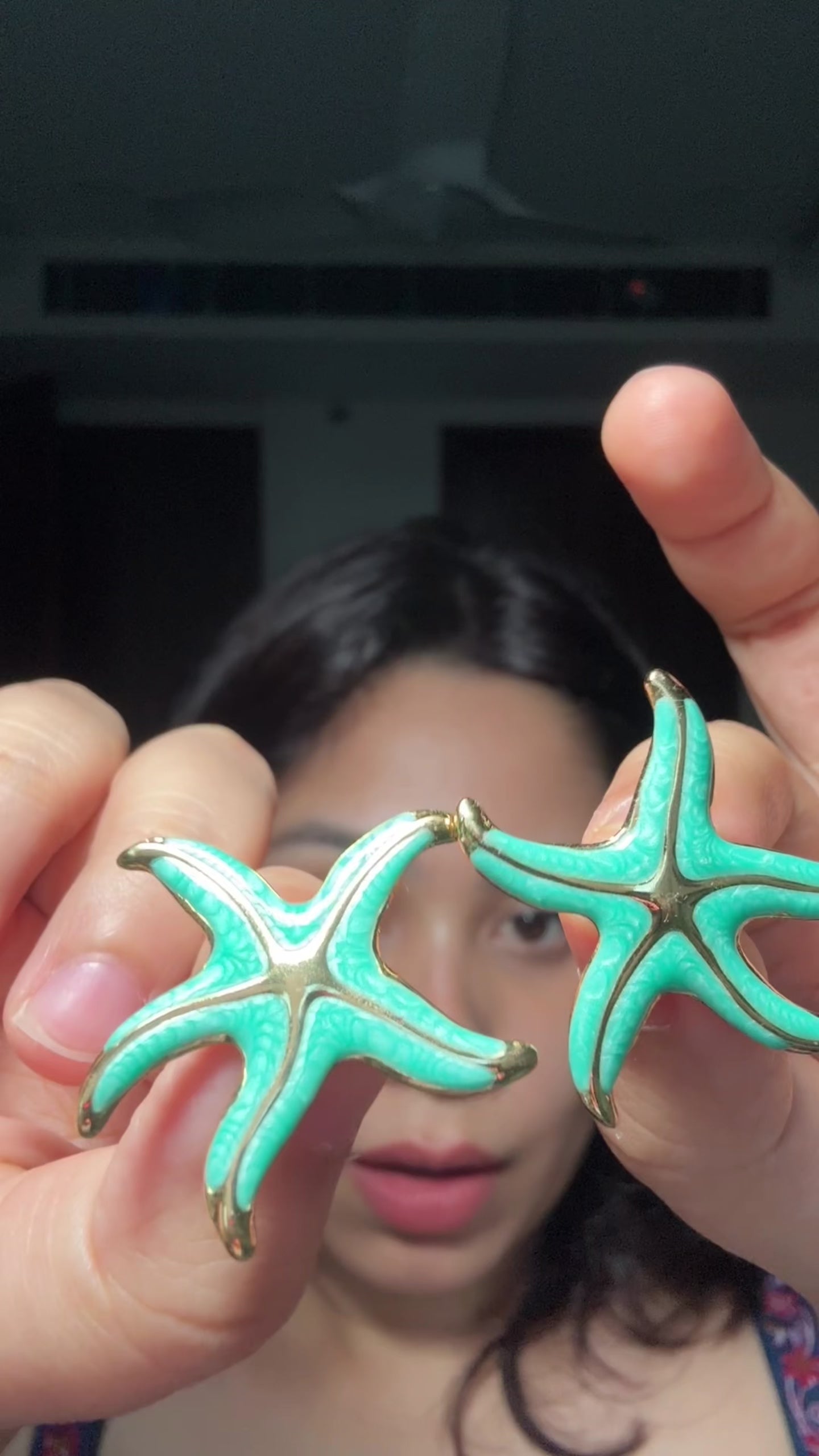 Turquoise Starfish Enamel Stud Earrings