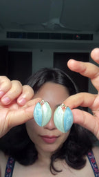 Blue Marble Tulip Clip-On Earrings