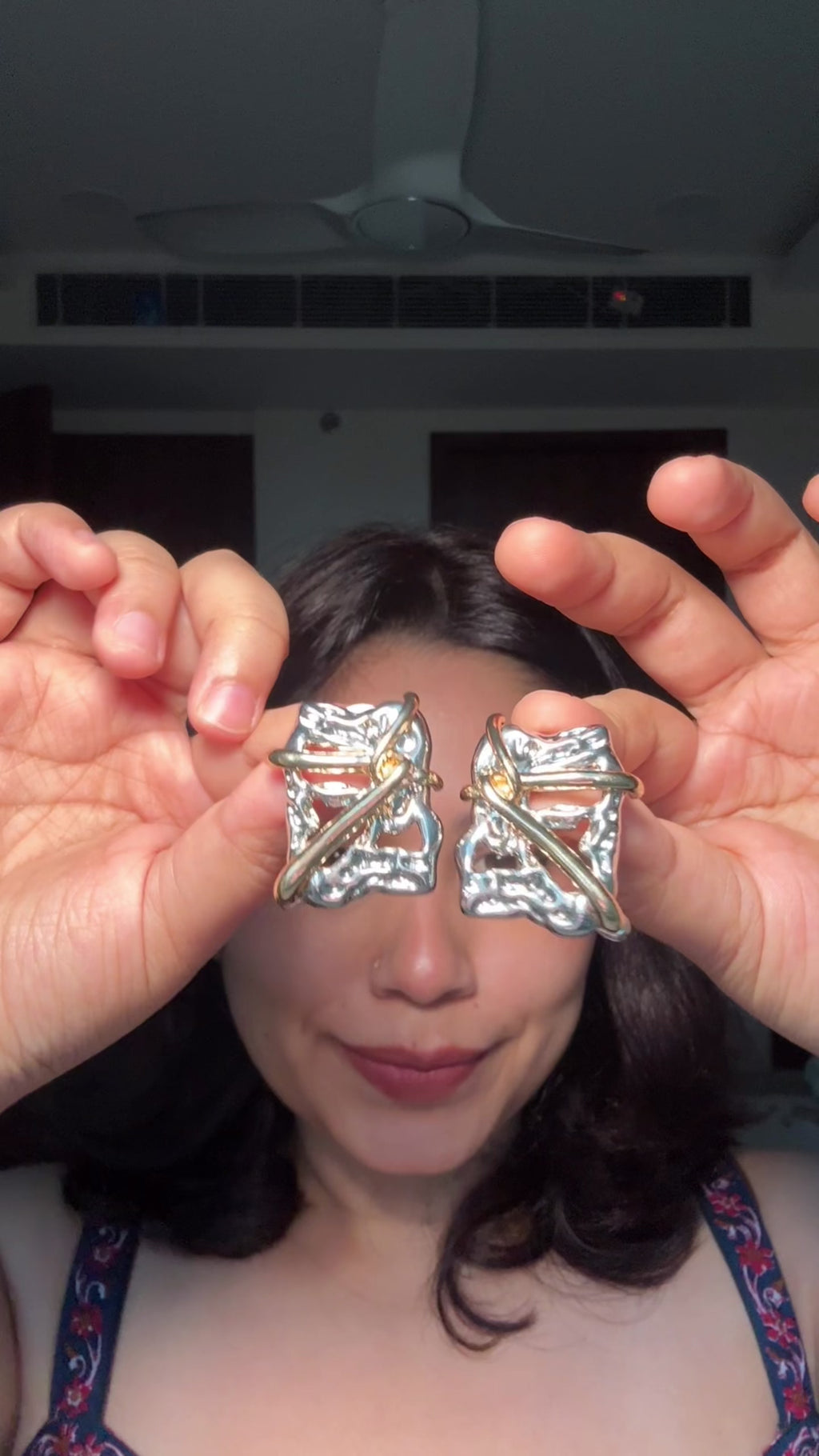 Gold Chainmail & Abstract Square Stud Mix Metal Combo Set