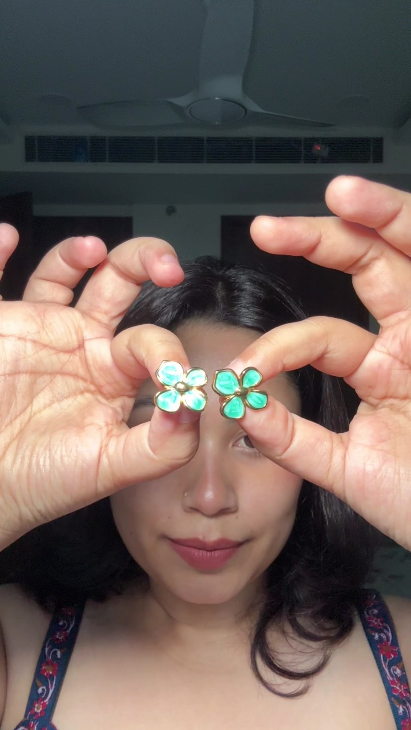 Turquoise Flower Enamel Stud Earrings