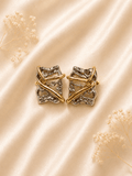Silver & Gold Abstract Square Stud Earrings - violinas